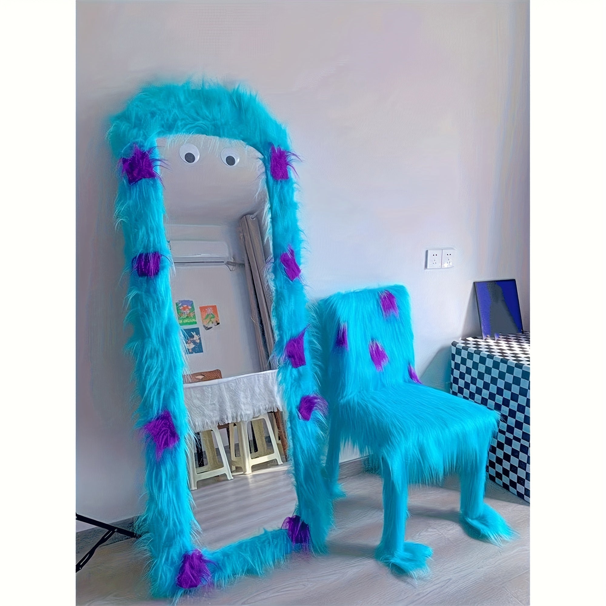 Long Plush Desktop Photo Props Decoration Plush Fabric Tablecloth