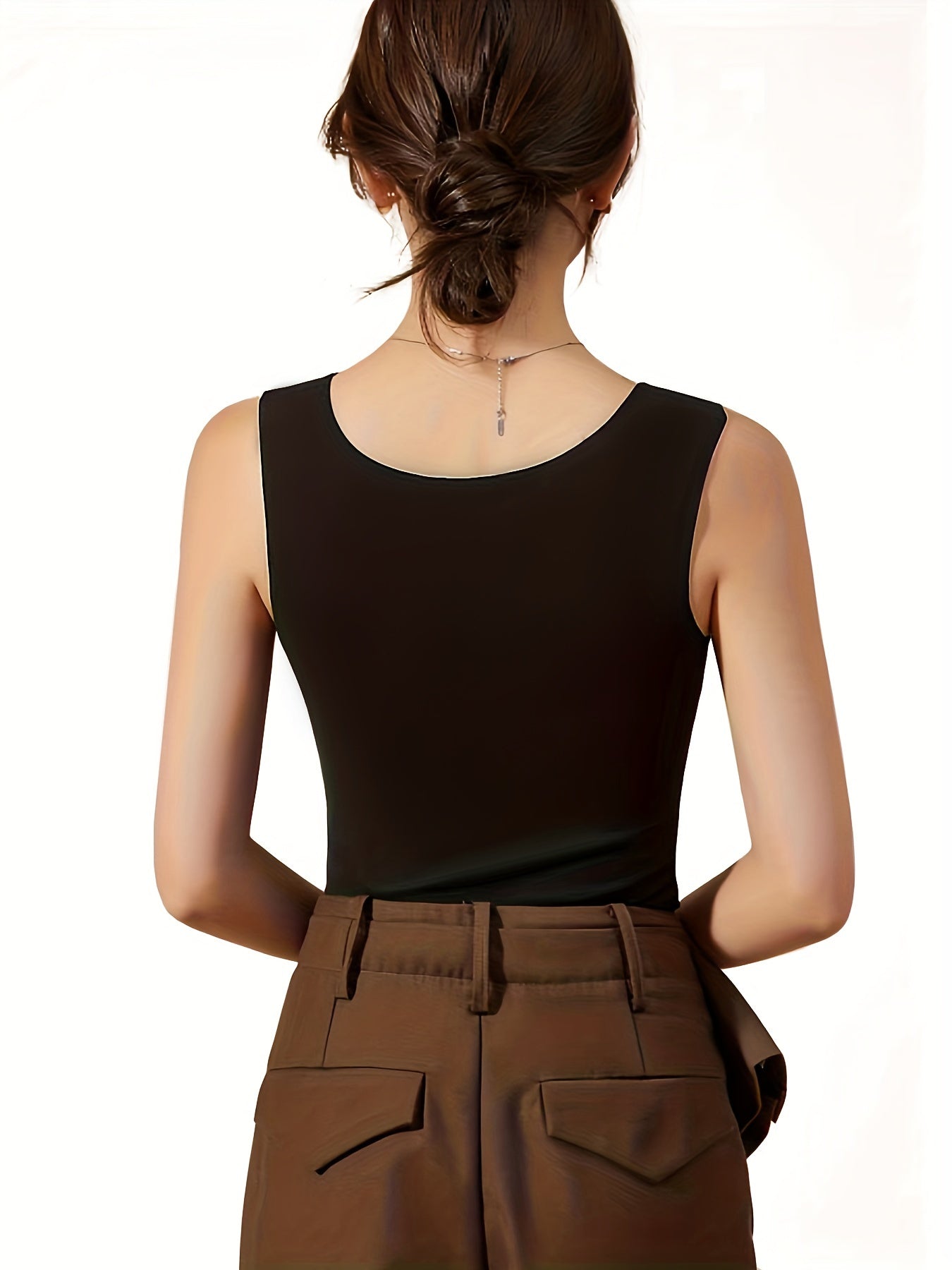 2pcs Solid Thermal Underwear Sleeveless Top