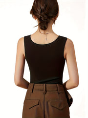 2pcs Solid Thermal Underwear Sleeveless Top