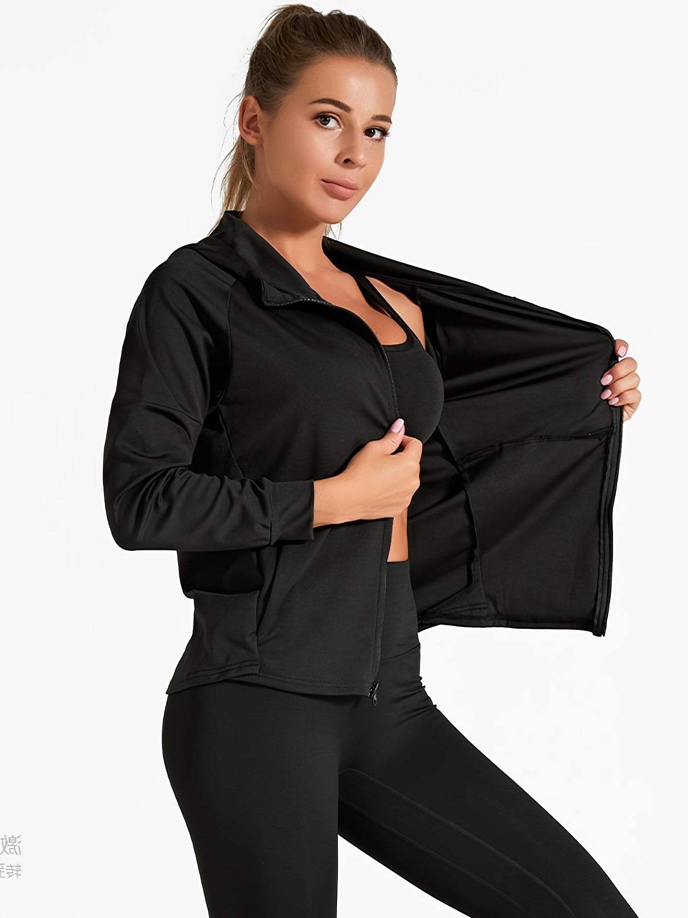 Outdoor Sports Long Sleeve Yoga Tops Quick Drying Gym Hooded Zipper Cardigan