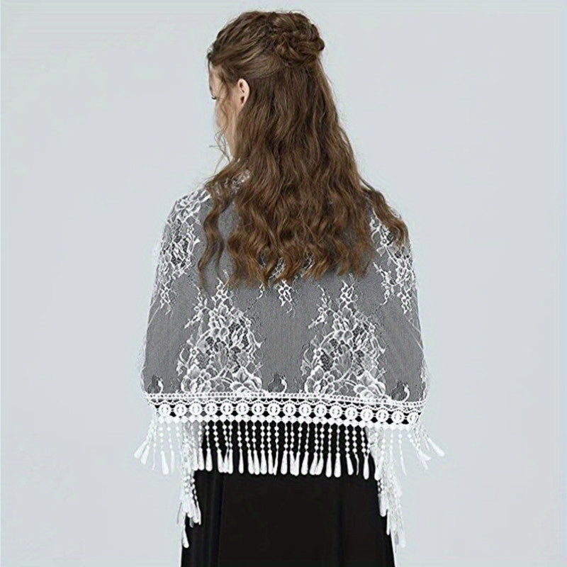 Bridal Mantilla Veil Ivory Lace Polyester Fiber