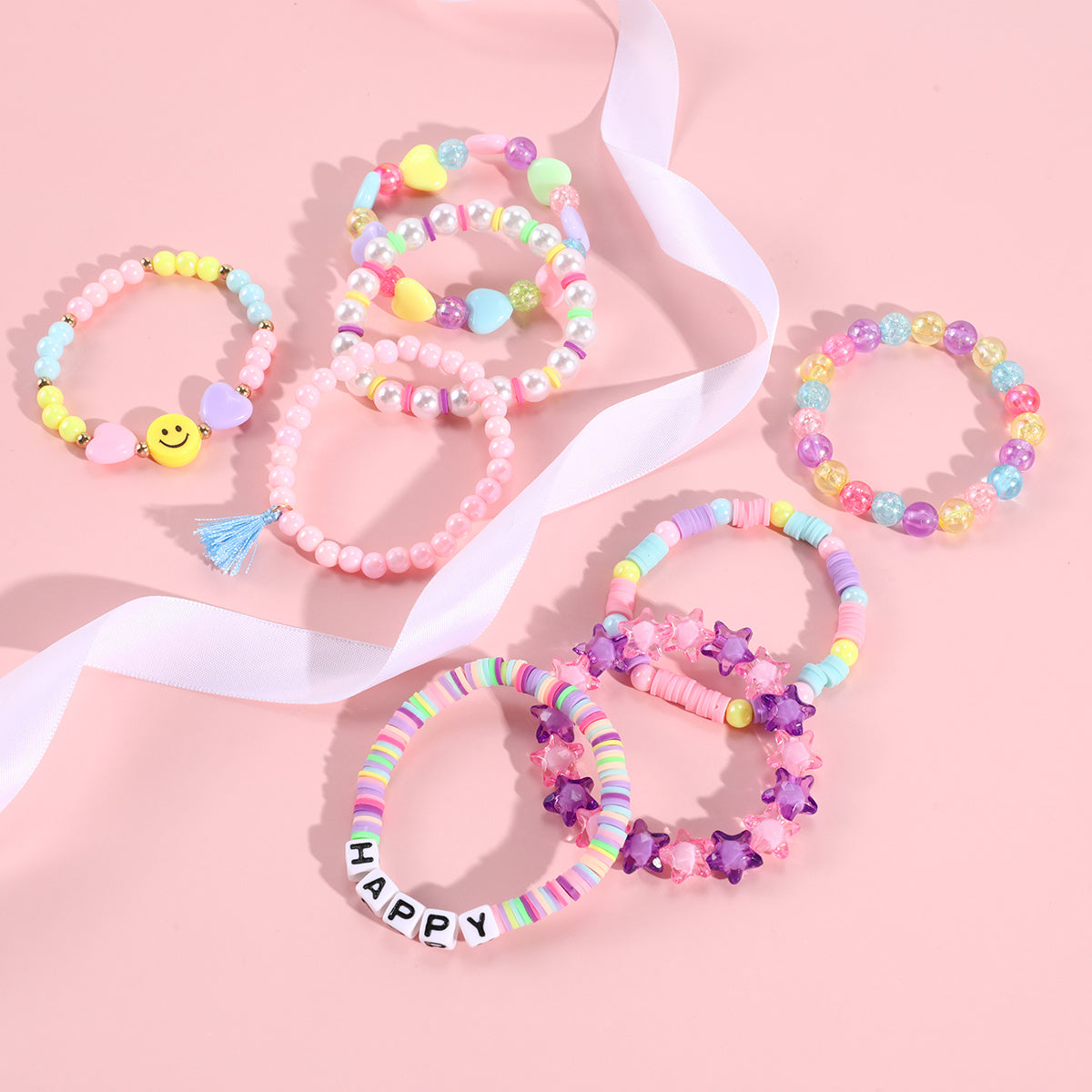 Rainbow Beaded Bracelets for Girls