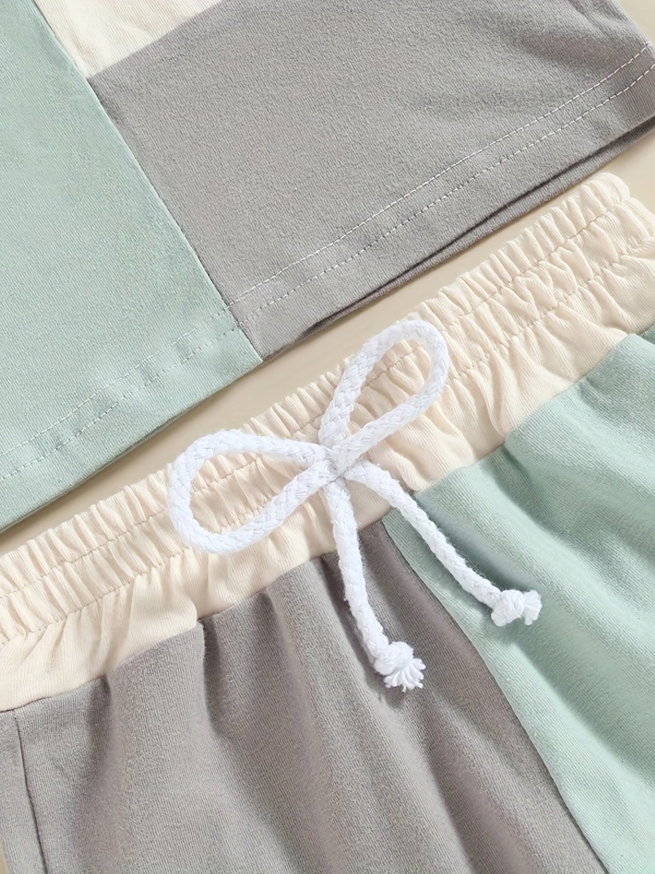 2pcs Baby Boys Patchwork Top & Shorts Set for Summer