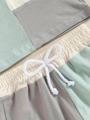2pcs Baby Boys Patchwork Top & Shorts Set for Summer