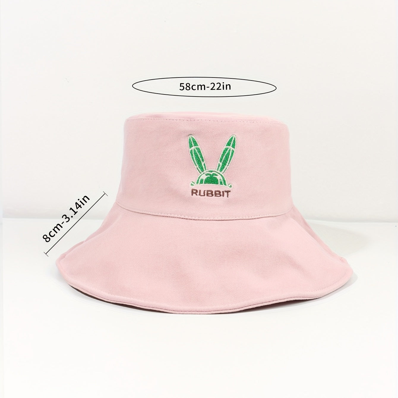 Easter Rabbit Embroidery Bucket Hat Wide Brim Candy Sun Hat Bunny Sunscreen Basi