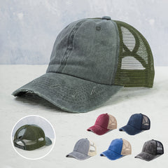 Ponytail Distressed Baseball Cap Vintage Dad Hat