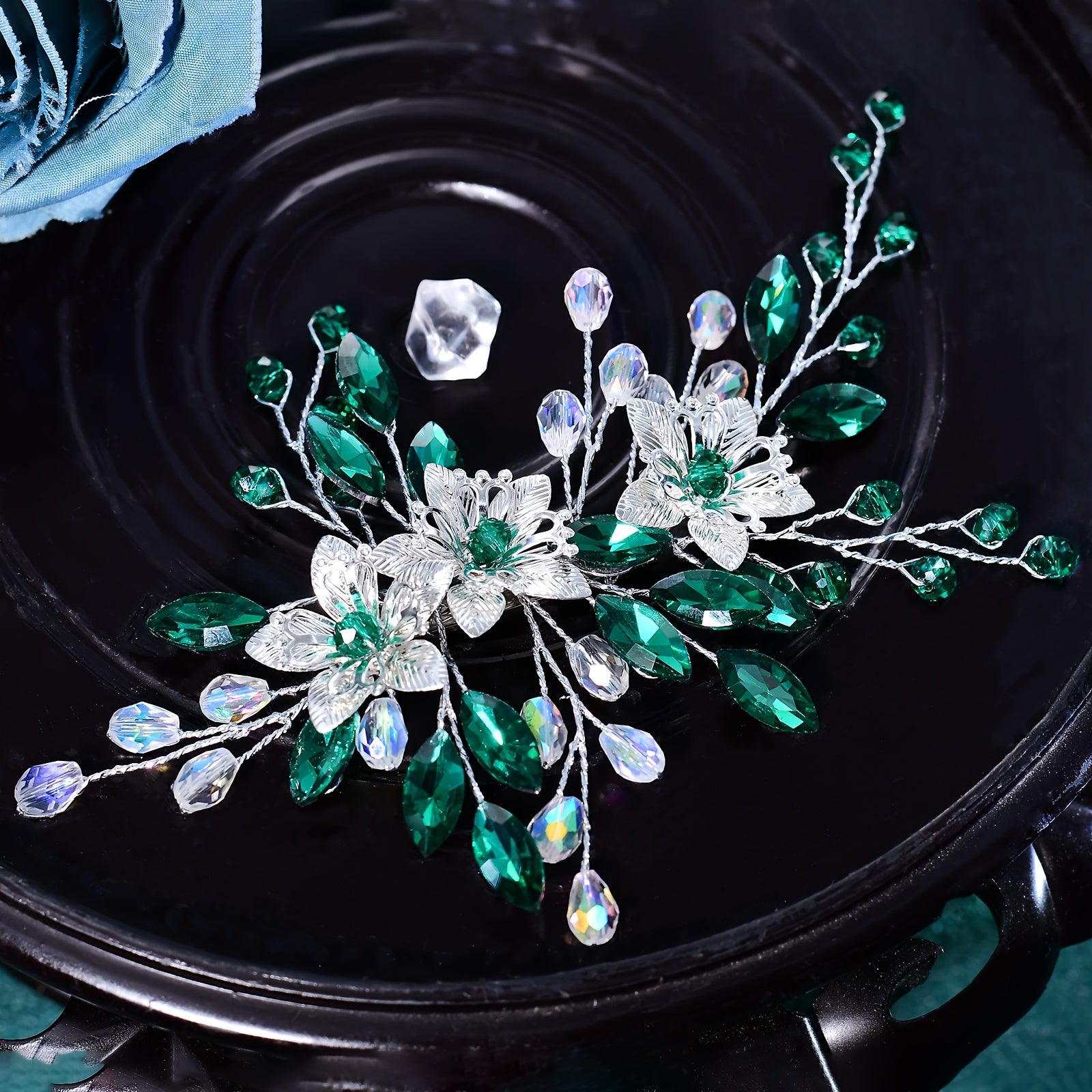 European American Bridal Headpiece Sequin Flower Women's Hair Comb HP900