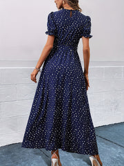 Puff Sleeve Maxi Dress High Waist Women's Clothing