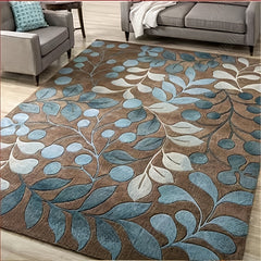 Modern Leaf Print Area Rugs Soft Carpet Easy Maintenance Washable