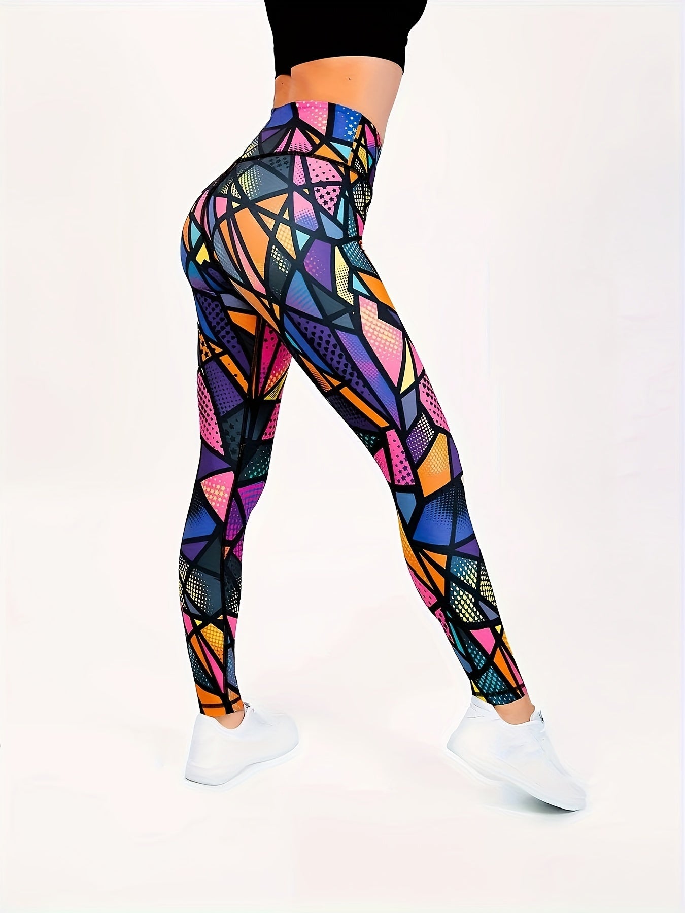 Geometric Print Yoga Pants High Waist Slimming Leggings Women's Activewear