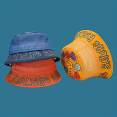 Kids Cartoon Fisherman Hat Breathable Mesh Sun Protection Bucket Hat