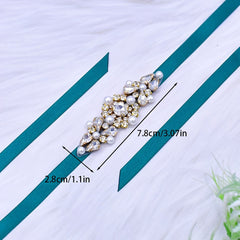 Rhinestone & Faux Pearl Waist Belt For Dresses Weddings Parties