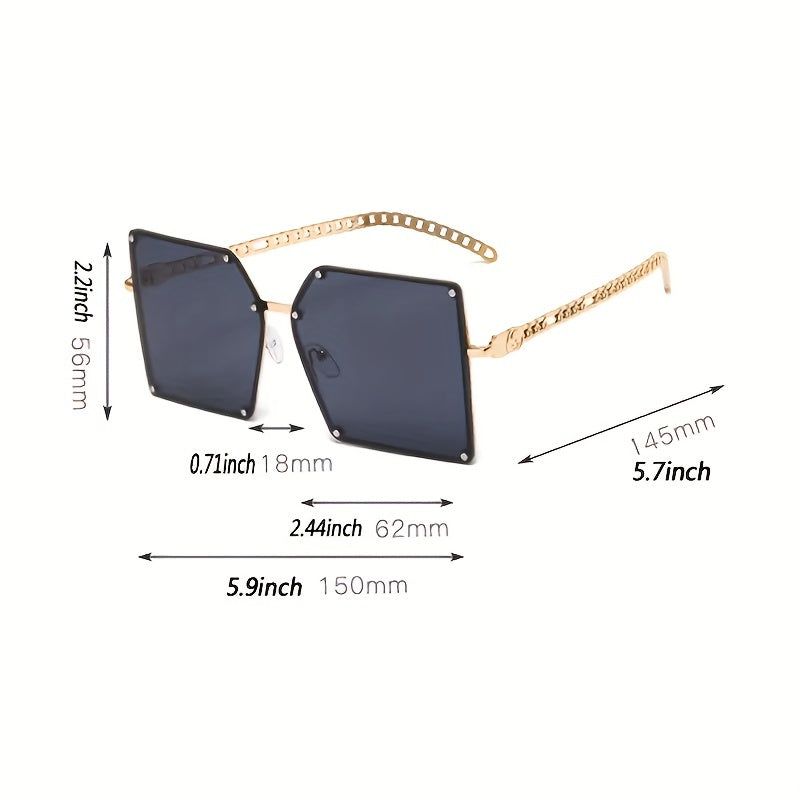 Oversized Square Sunglasses Gradient Metal UV400