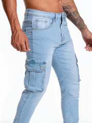Men's Slim Fit Distressed Jeans with Pocket