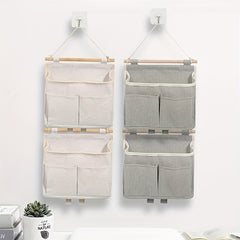 1PC Wall Mounted Ramie Cotton Hanging Bag for Home Storage