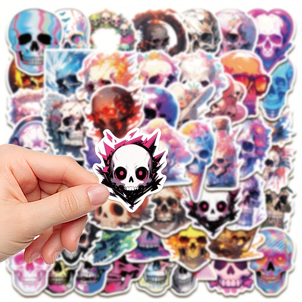 50pcs Laser Skull Series Graffiti Stickers Waterproof DIY Handbook Sticker Pack