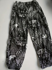 Girls Casual Flowers Graphic Cotton Jogger Trousers for Summer
