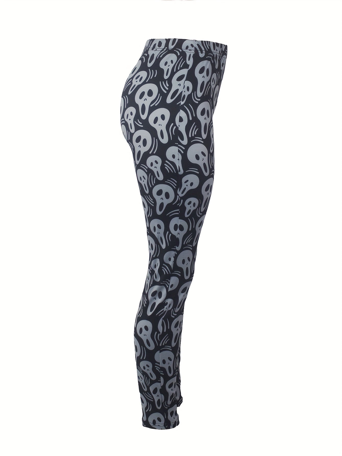 Funny Skull Print High Rise Leggings
