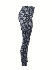 Funny Skull Print High Rise Leggings