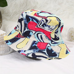 Geometric Pattern Bucket Hat Sun Shade Double-Sided Sunhat