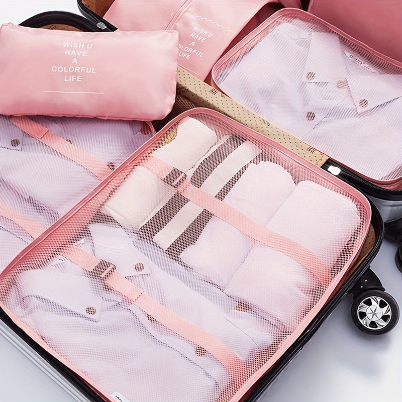 7PCS Travel Clothes Packing Cube Portable Luggage Storage Bag