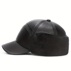 Meromibe Winter Ear Warmer PU Leather Baseball Cap Adjustable Sunscreen Hat