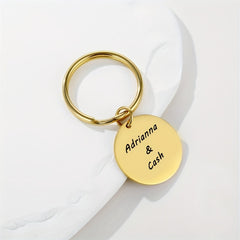 Personalized Stainless Steel Round Disc Keychain for Men