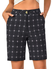 Women's Plaid Pattern Casual Sports Shorts Quick Drying Running Fitness Shorts