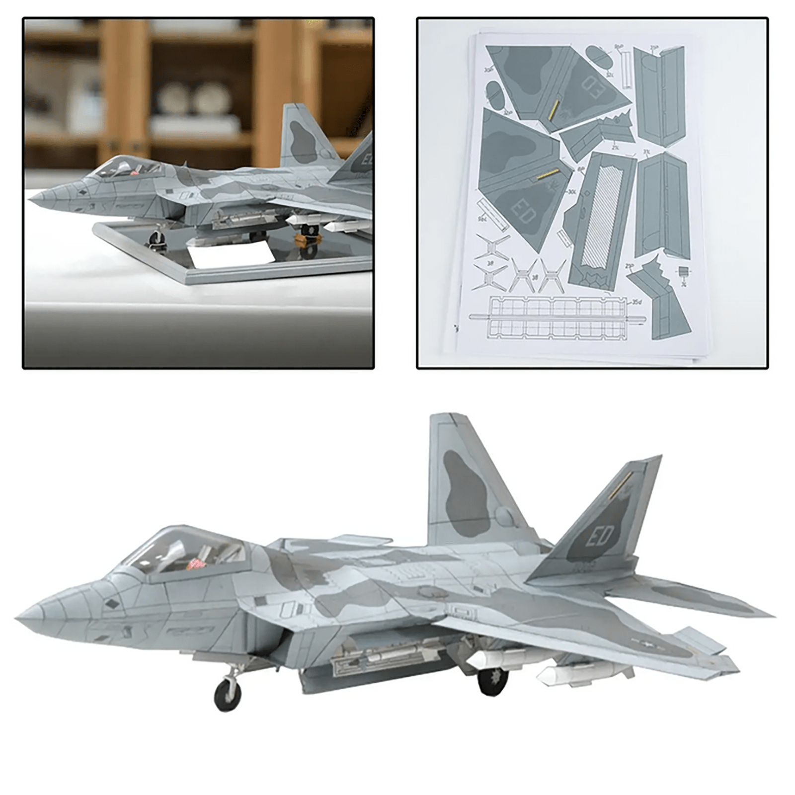 F22 Fighter Paper Model Military Puzzle Kit Paper Plane Model Unassembled