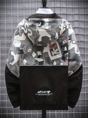 Graphic Pattern Windbreaker Hooded Jacket