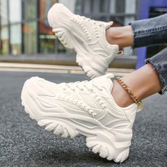 Women's Mesh Chunky Sneakers Lace Up Outdoor Shoes Low Top Walking Shoes