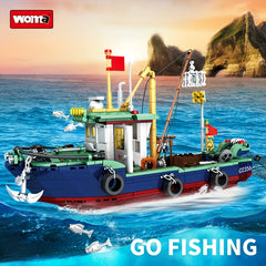 WOMA Fishing Boat Building Blocks Set Educational Toy for Kids