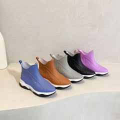 Women's Short Rain Boots Waterproof Slip On Shoes Non-slip Outdoor Work Shoes