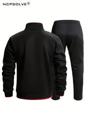 Men's Sports Suit with Stretch Zip Jacket & Elastic Waist Pants