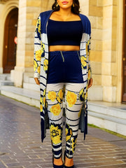 Tropical Print Cardigan & Pants Set