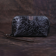 Vintage Leather Wristlet Clutch for Women Large Capacity Wallet