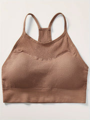 Sports Bra Women's Plus Hole Mesh Racer Back Shockproof Padded