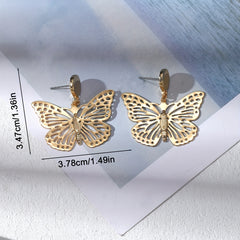 Golden Hollow Butterfly Stud Earrings for Girls