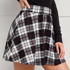 Plaid Print Mini Skirts Casual High Waist Women's Clothing