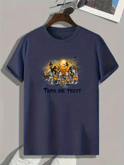 Skeletons 'Trick Or Treat' Halloween Print Men's Graphic T shirt
