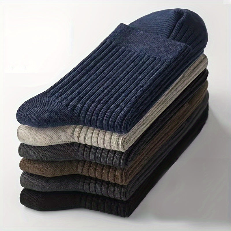10 Pairs Men's Solid Crew Socks Breathable Comfy Casual Unisex Socks