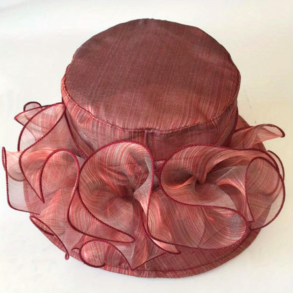Mesh Flower Organza Sun Hat Breathable Bucket Hat Lightweight Derby Hat
