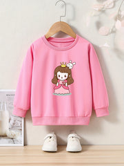 OERYUI Adorable Princess Graphic Pullover Top for Kids