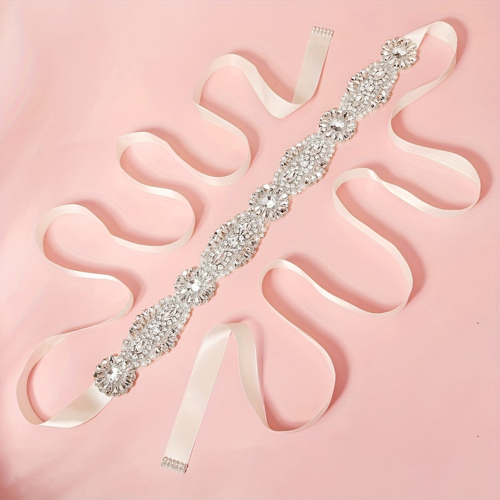 Sunflower Bridal Belt Wedding Dress Waist Chain Sash Faux Pearl Beaded Belt