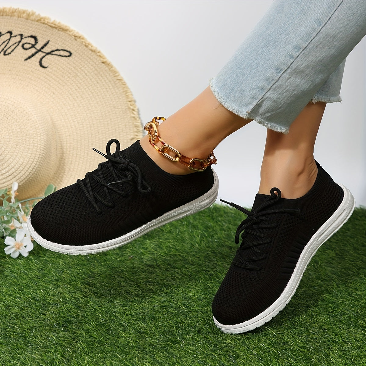 Women's Lightweight Mesh Sneakers Casual Lace Up Outdoor Shoes