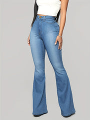 High Waist Flared Jeans Wide Legs Stretch Denim Pants Women's Jeans