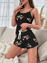 Floral Print Pajama Set Cami Top & Shorts Women's Sleepwear