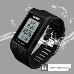 Square Electronic Watch With Silicone Band Waterproof Outdoor Sports Digital