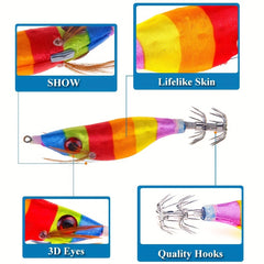 5pcs Luminous Squid Jigs Artificial Squid Hook Jigging Baits
