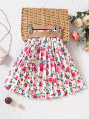 Girls Floral Butterfly Pleated Skirt Loose Fit Holiday Wear